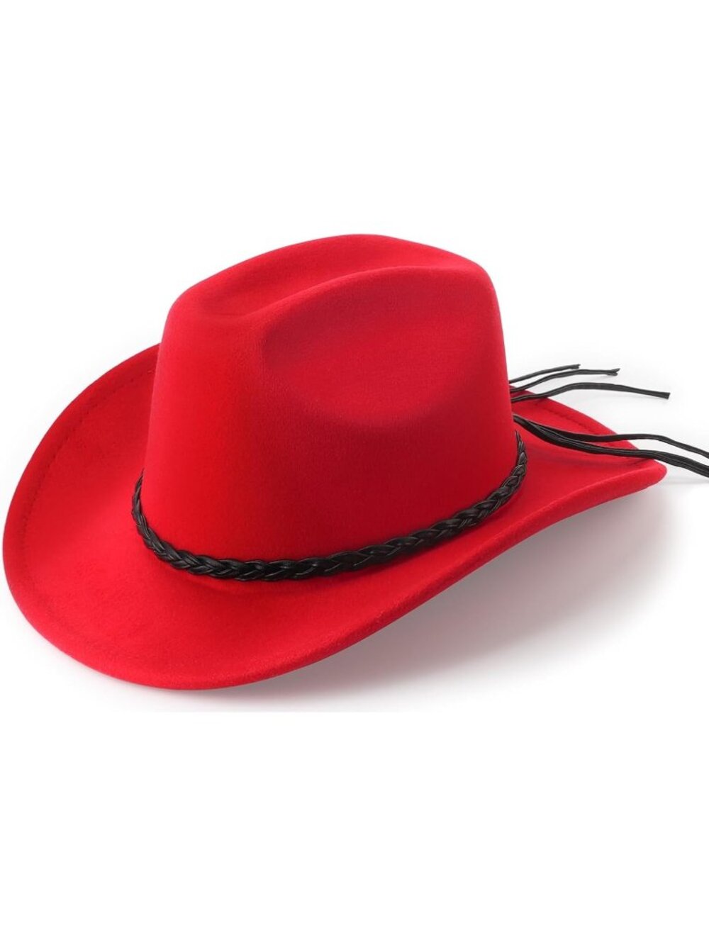 Men's Red Buckle Outdoor Wide Brim Retro Felt Fedora Cowboy Hat